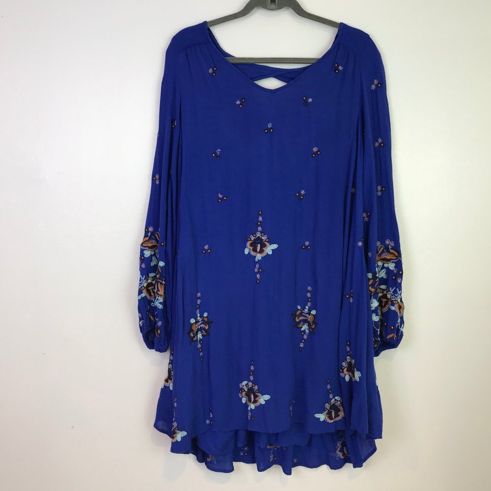 Free People NEW womens dress M Cobalt combo swing